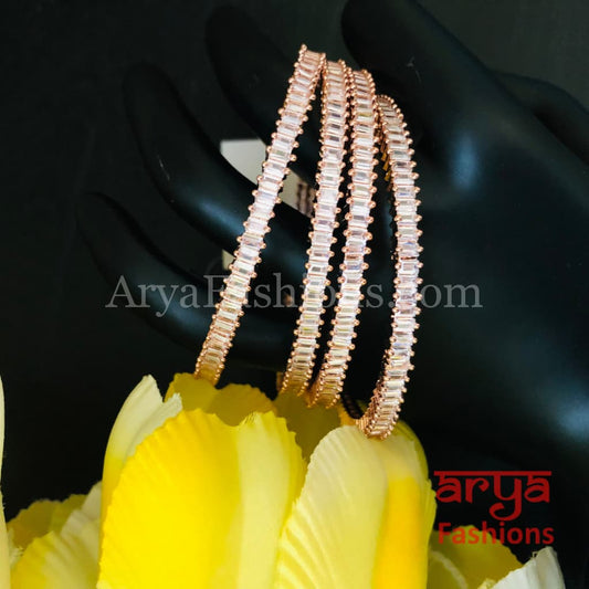 Shayara Rose Gold Cubic Zirconia set of 4 Bangles