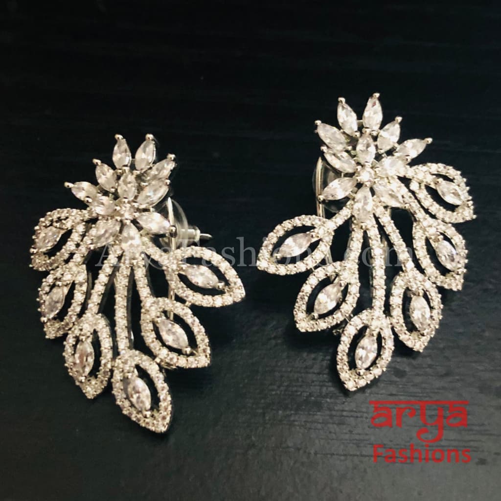Silver Cubic Zirconia Designer Studs