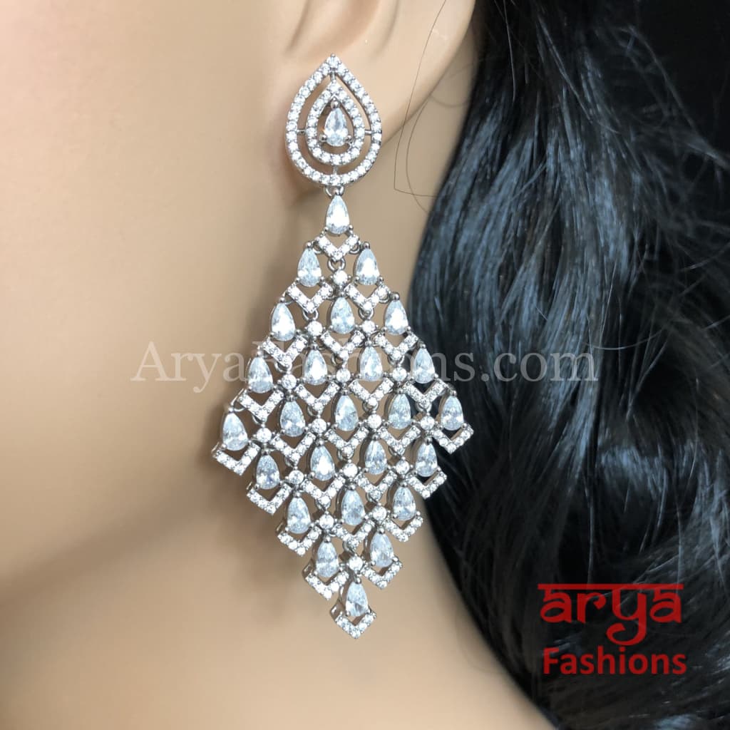 Silver Cubic Zirconia Party earrings