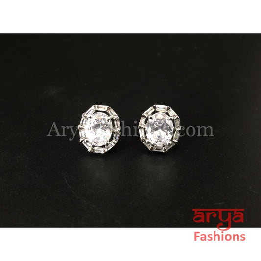 Silver Cubic Zirconia Studs