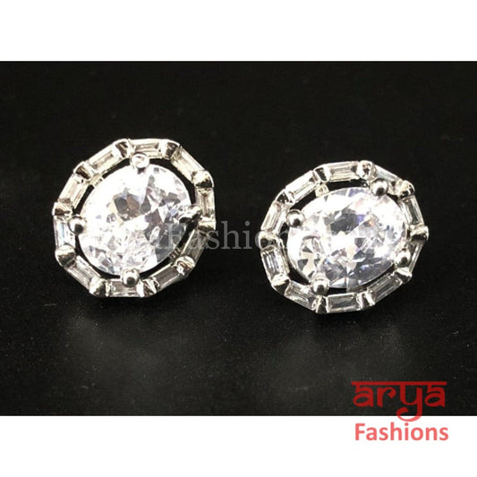 Silver Cubic Zirconia Studs