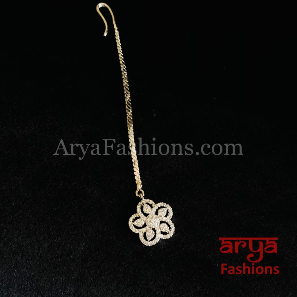 Silver CZ Mang Tika for Little Girls/ Bollywood