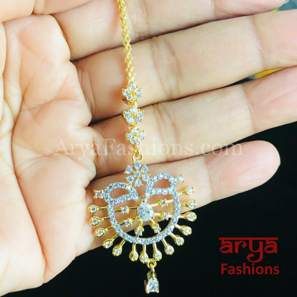 Silver CZ Mang Tika/Maang Tikka