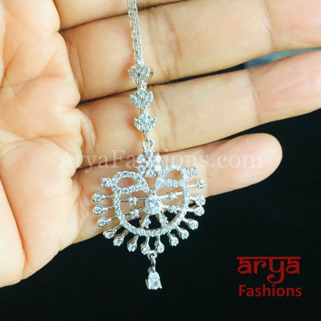Silver CZ Mang Tika/Maang Tikka