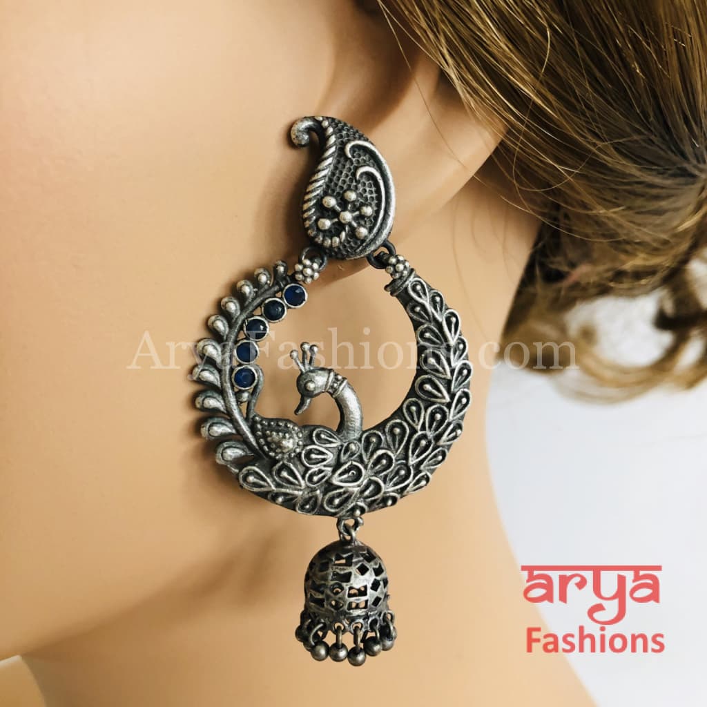 Silver Jhumka Ethnic Oxidized Indian Trendy Earrings