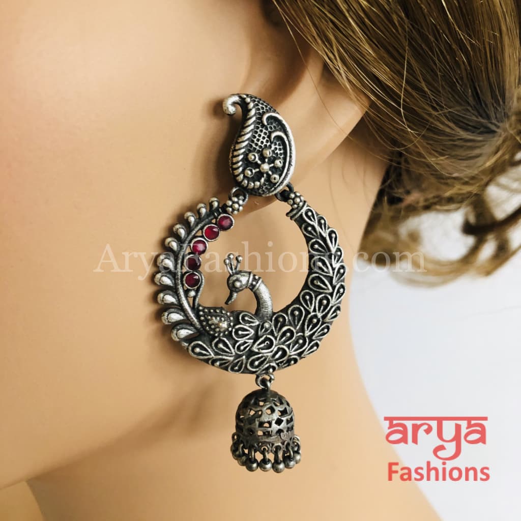 Silver Jhumka Ethnic Oxidized Indian Trendy Earrings