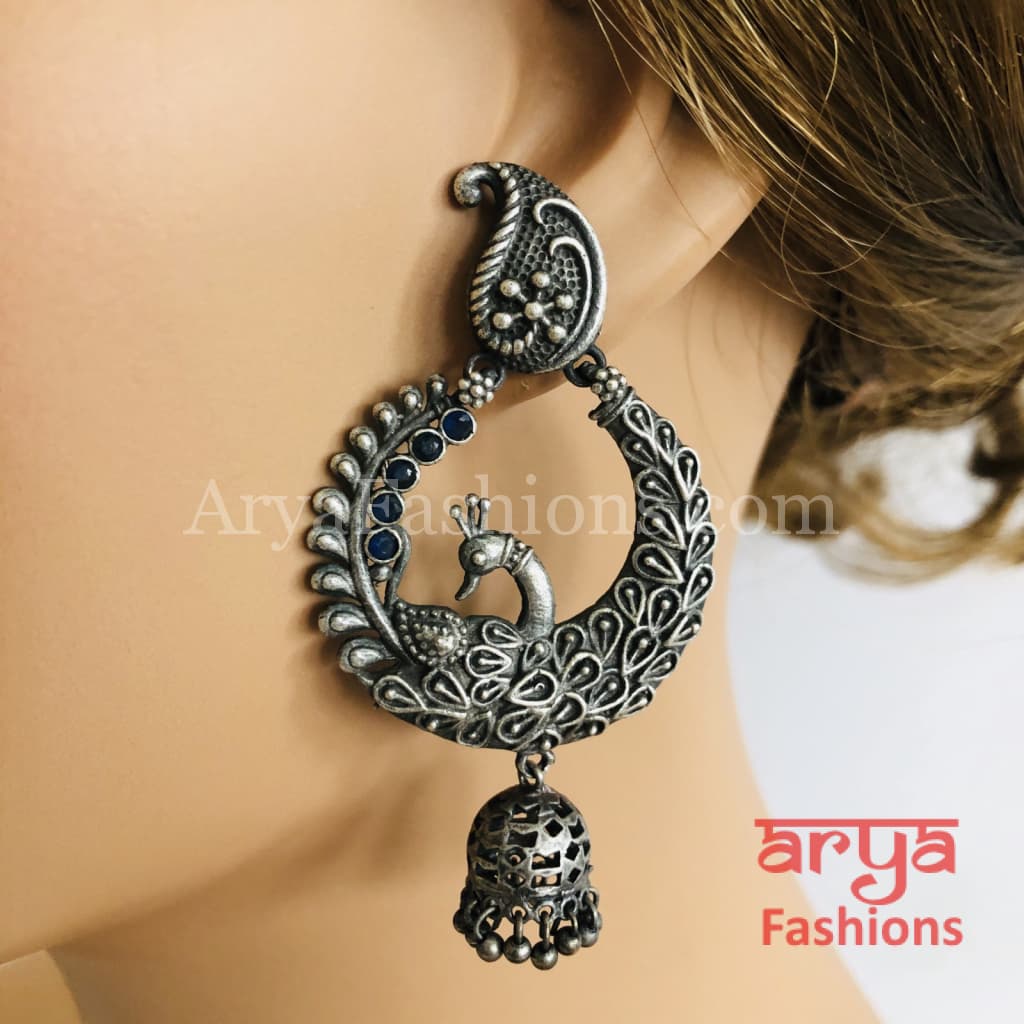 Silver Jhumka Ethnic Oxidized Indian Trendy Earrings