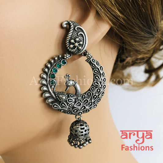 Silver Jhumka Ethnic Oxidized Indian Trendy Earrings