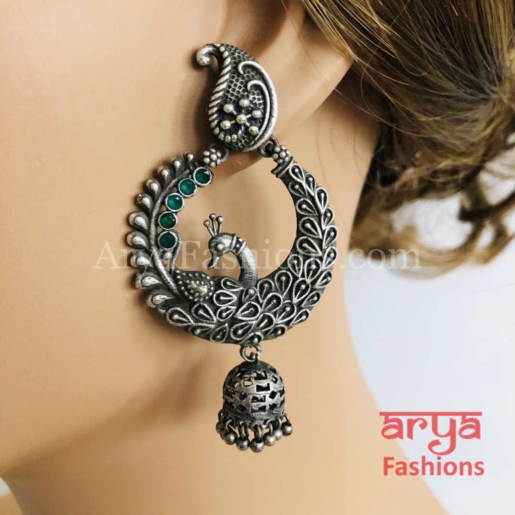 Silver Jhumka Ethnic Oxidized Indian Trendy Earrings