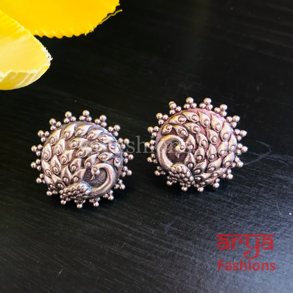Silver Oxidized Bird Studs