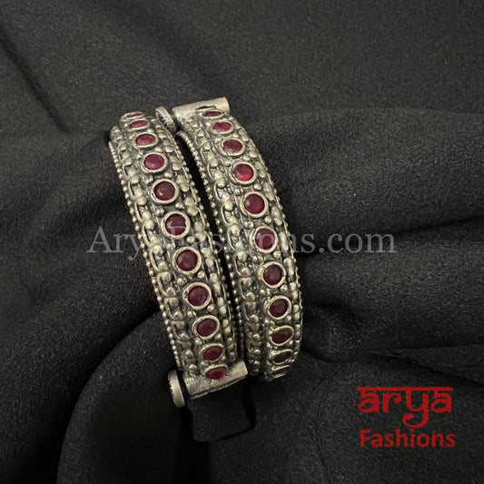 Silver Oxidized Bracelet Gokhroo Bangles