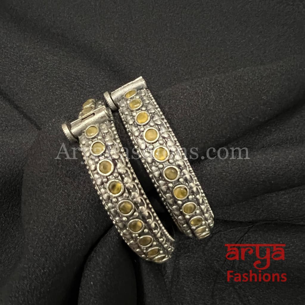 Silver Oxidized Bracelet Gokhroo Bangles