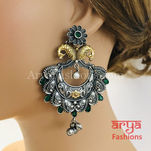 Silver Oxidized Chandbali Indian Trendy Earrings