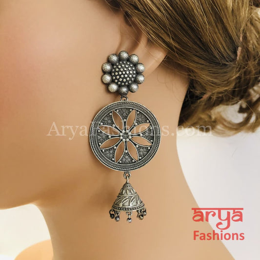 Silver Oxidized Chandbali Indian Trendy Earrings