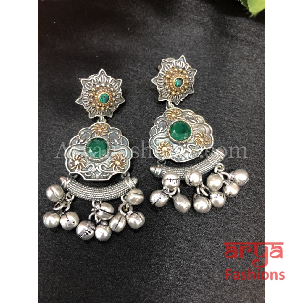 Silver Oxidized Dual Tone Chandbalis