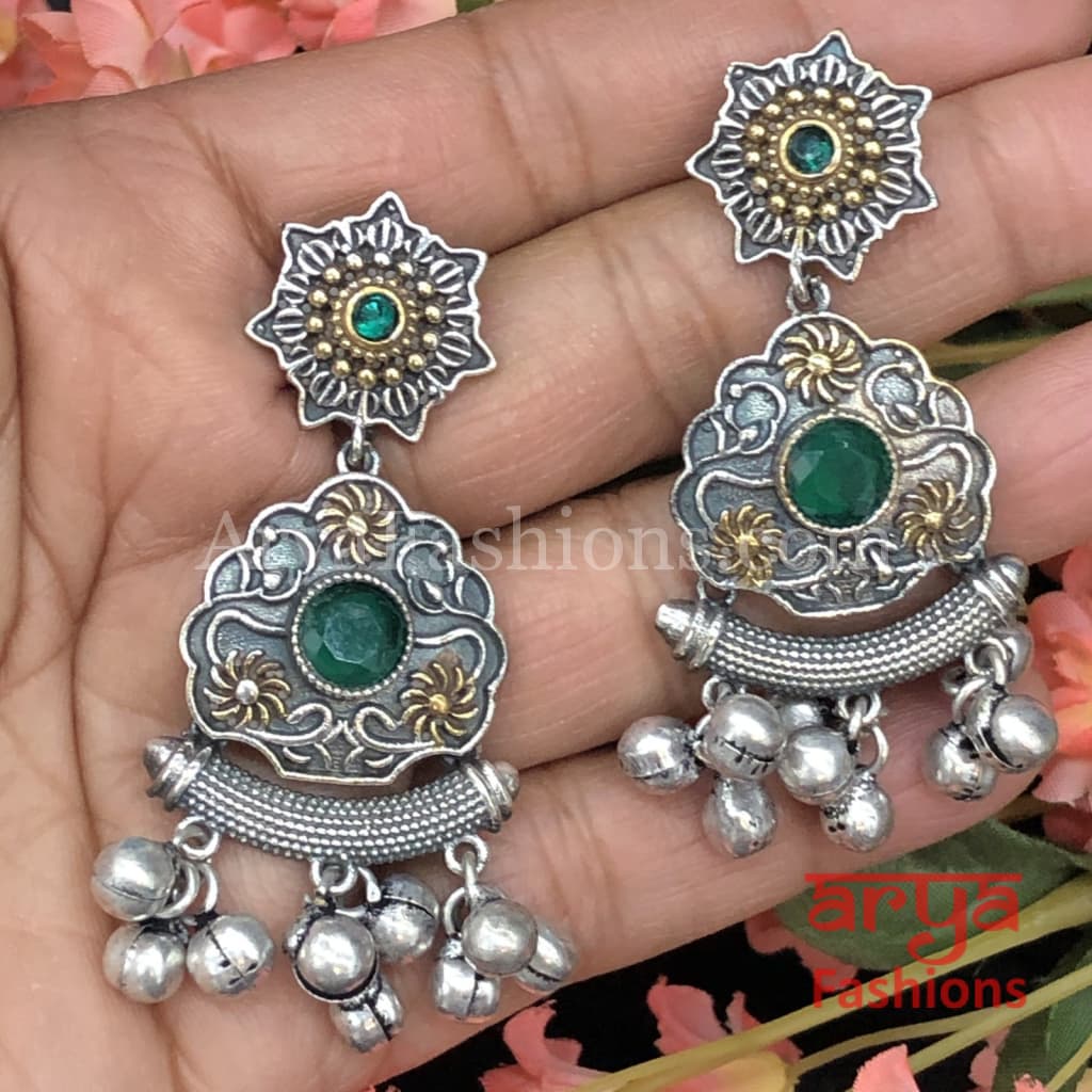 Silver Oxidized Dual Tone Chandbalis