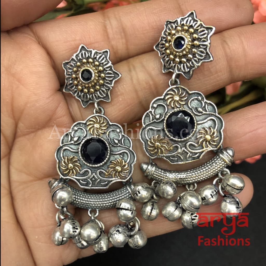 Silver Oxidized Dual Tone Chandbalis