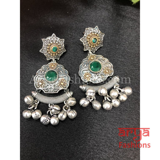 Silver Oxidized Dual Tone Chandbalis