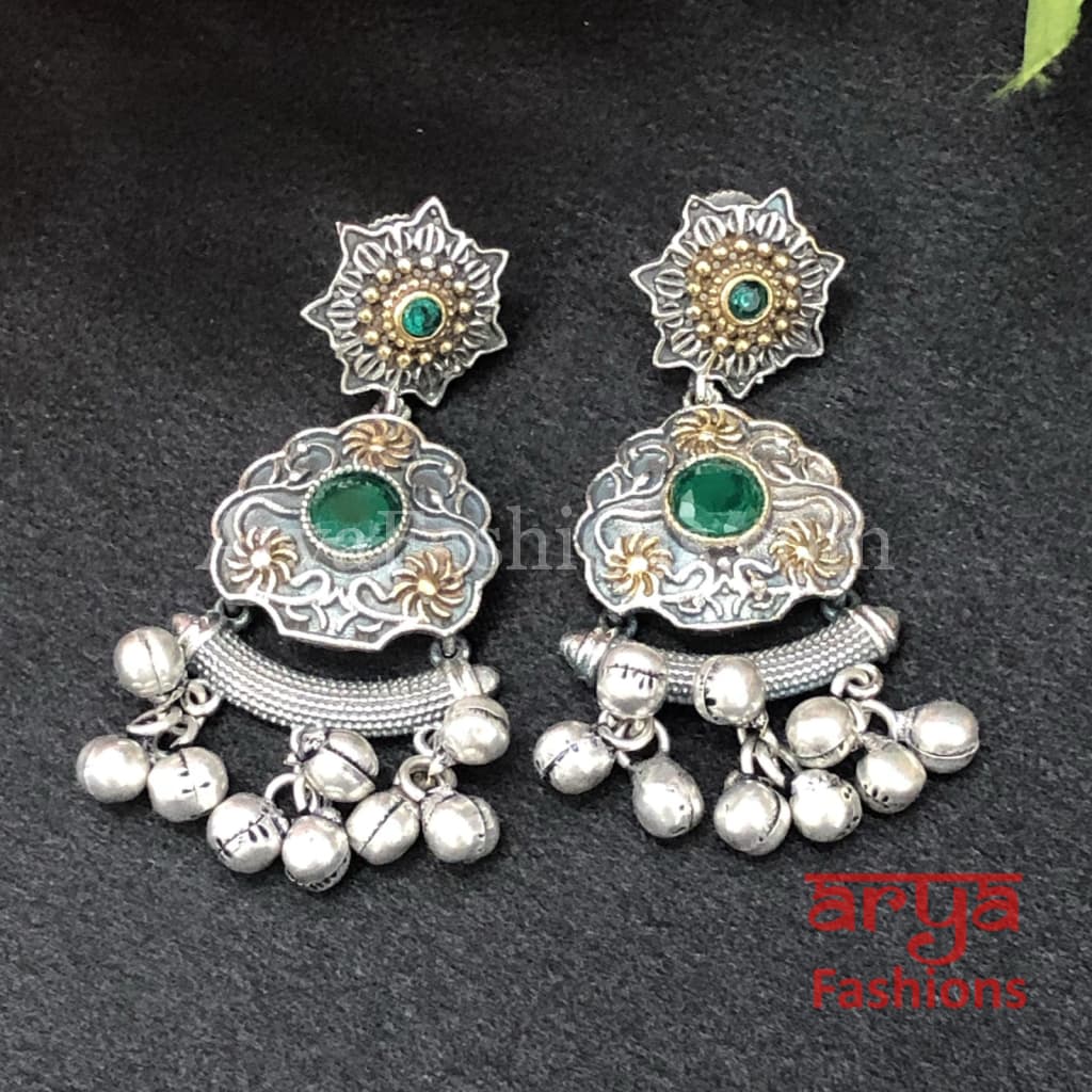 Silver Oxidized Dual Tone Chandbalis