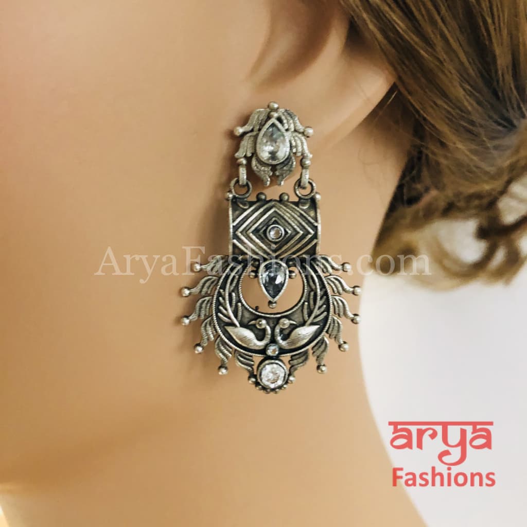 Silver Oxidized Earrings Indian Trendy