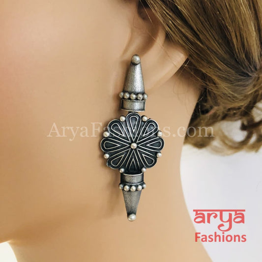 Silver Oxidized Earrings Indian Trendy