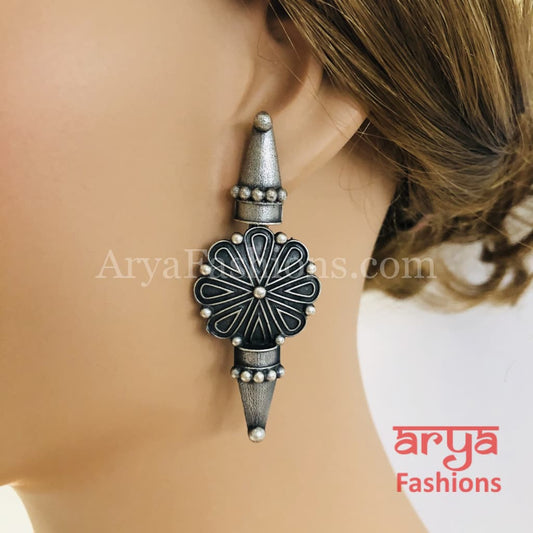 Silver Oxidized Earrings Indian Trendy