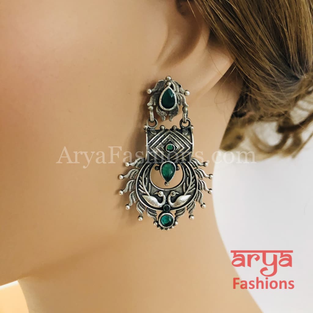 Silver Oxidized Earrings Indian Trendy