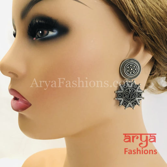 Silver Oxidized Jhumka Ethnic Earrings