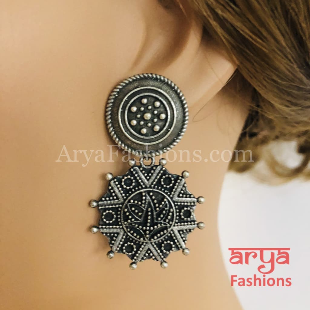 Silver Oxidized Jhumka Ethnic Earrings