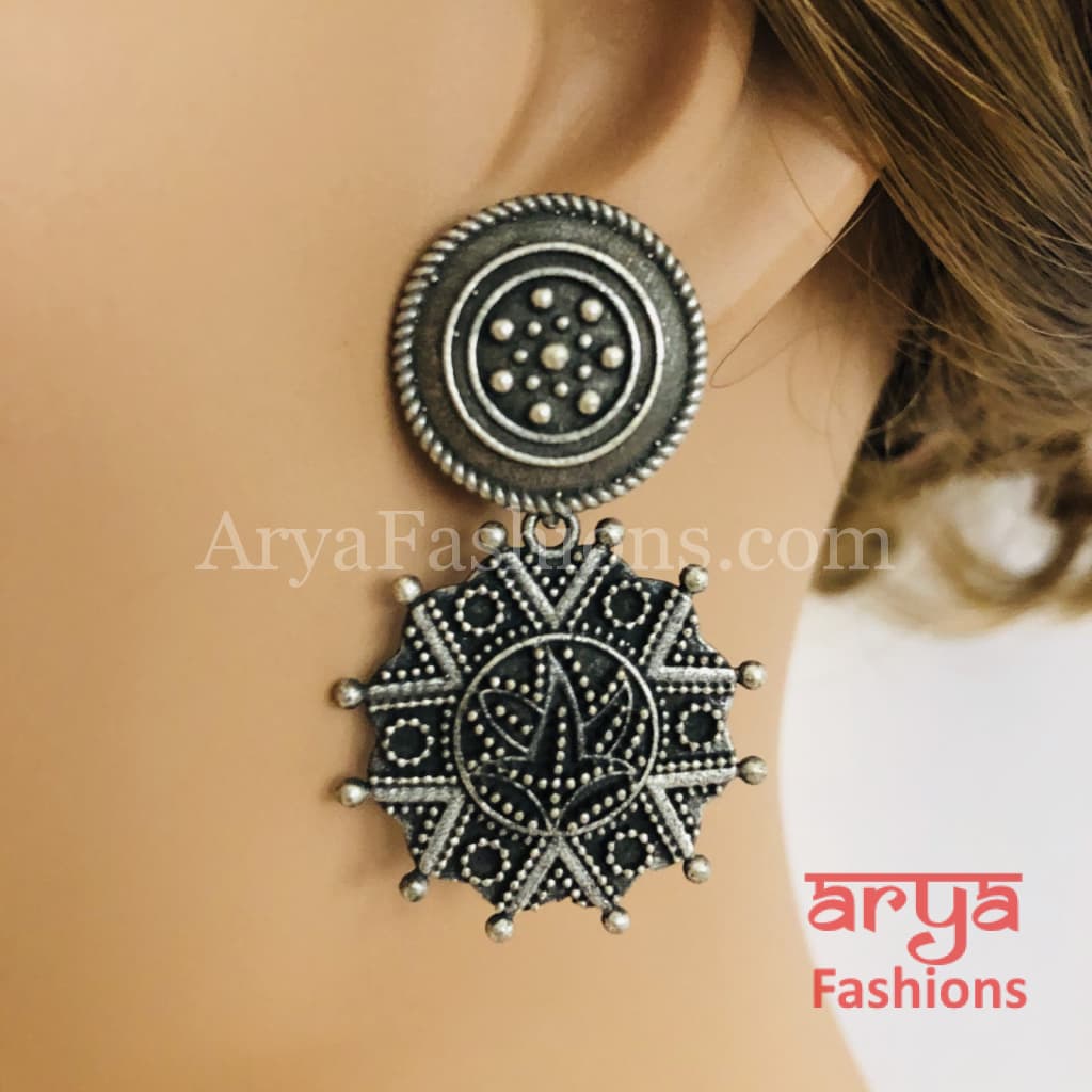 Silver Oxidized Jhumka Ethnic Earrings