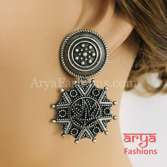 Silver Oxidized Jhumka Ethnic Earrings