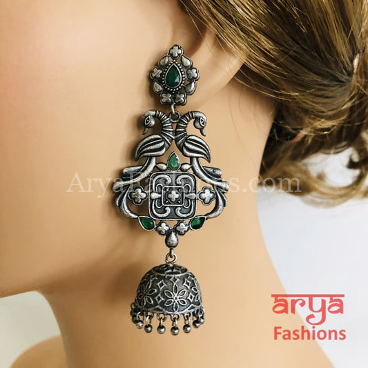 Silver Oxidized Jhumka Tribal Ethnic Earrings