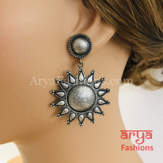 Silver Oxidized Star Earrings Indian Trendy