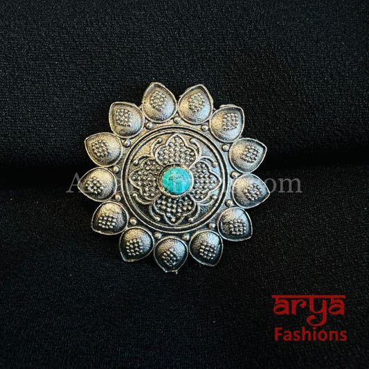 Silver Oxidized Statement Ring/ Ethnic Adjustable Ring