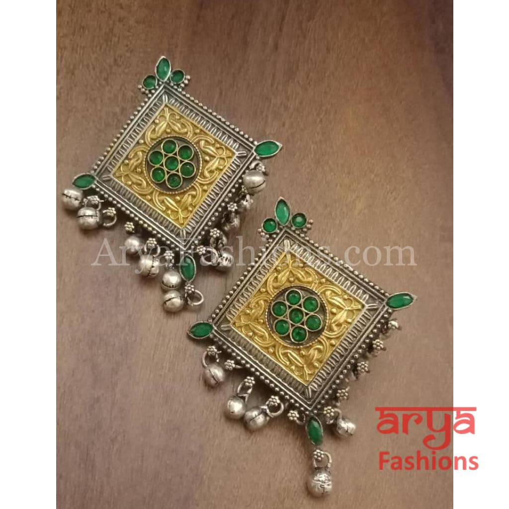 Silver Oxidized/German Dual Tone Chandbali Earrings