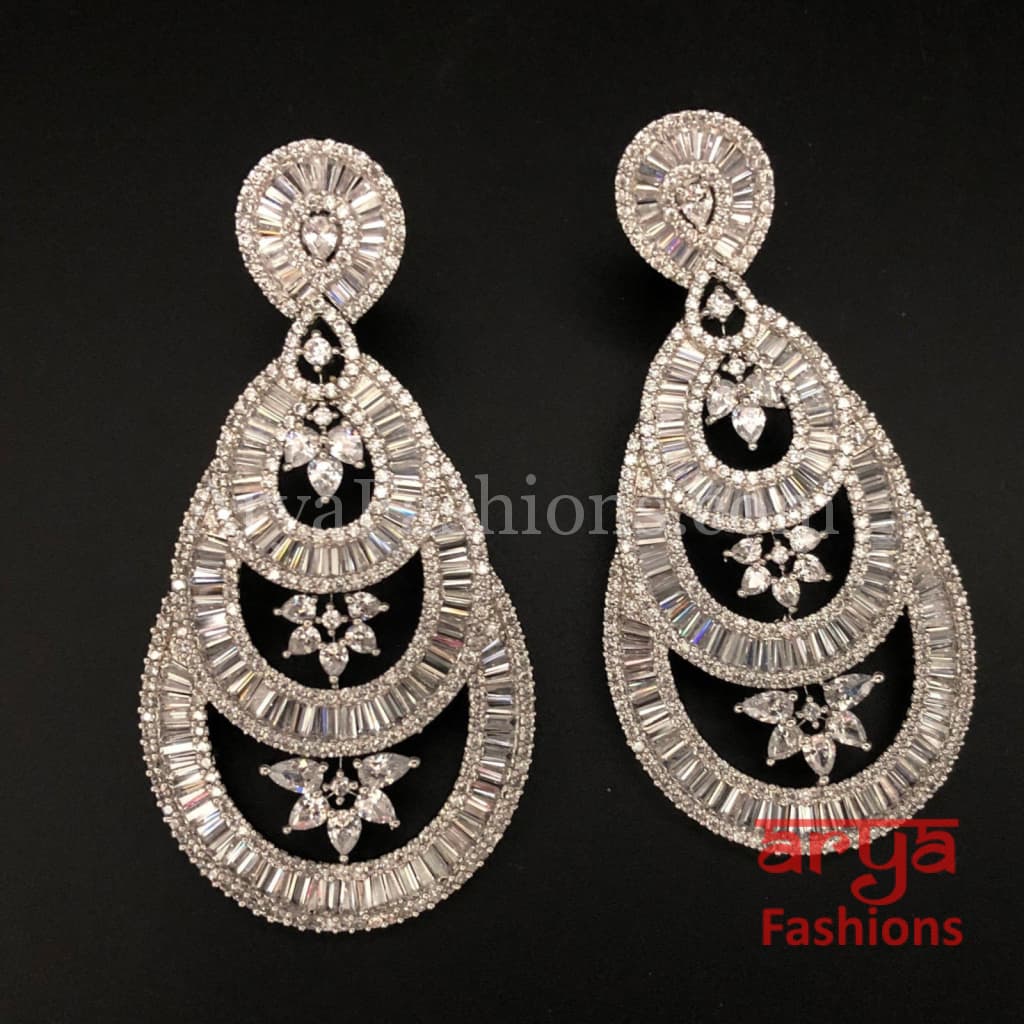 Silver tone Cubic Zirconia Party earrings