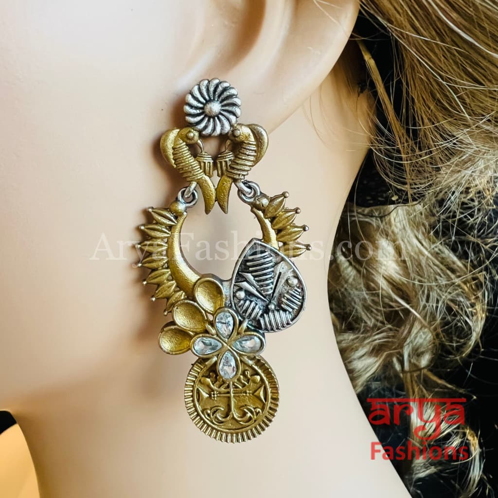 Siya Antique Dual Tone Oxidized Indian Chandbali