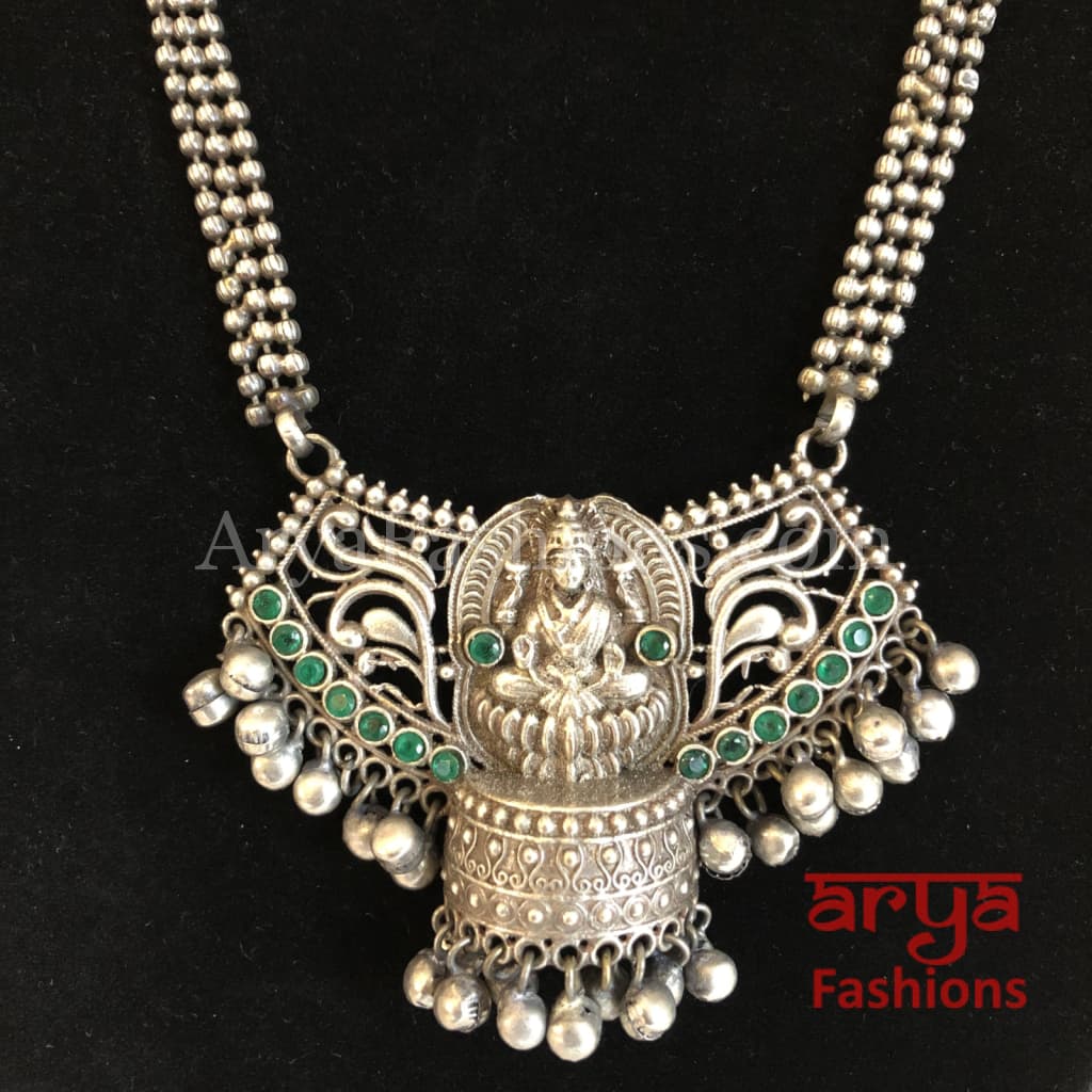 Siya Green Pendant German Silver Tribal Necklace