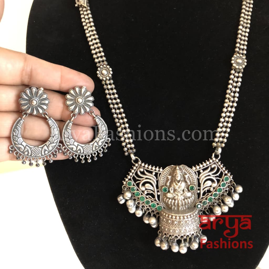 Siya Green Pendant German Silver Tribal Necklace