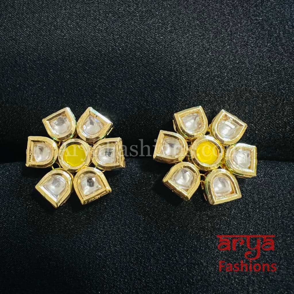 Star Kundan Meenakari Gold plated Studs
