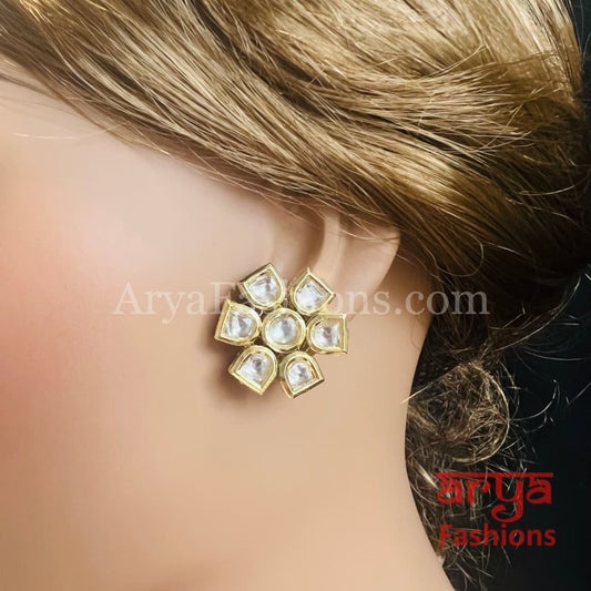 Star Kundan Meenakari Gold plated Studs