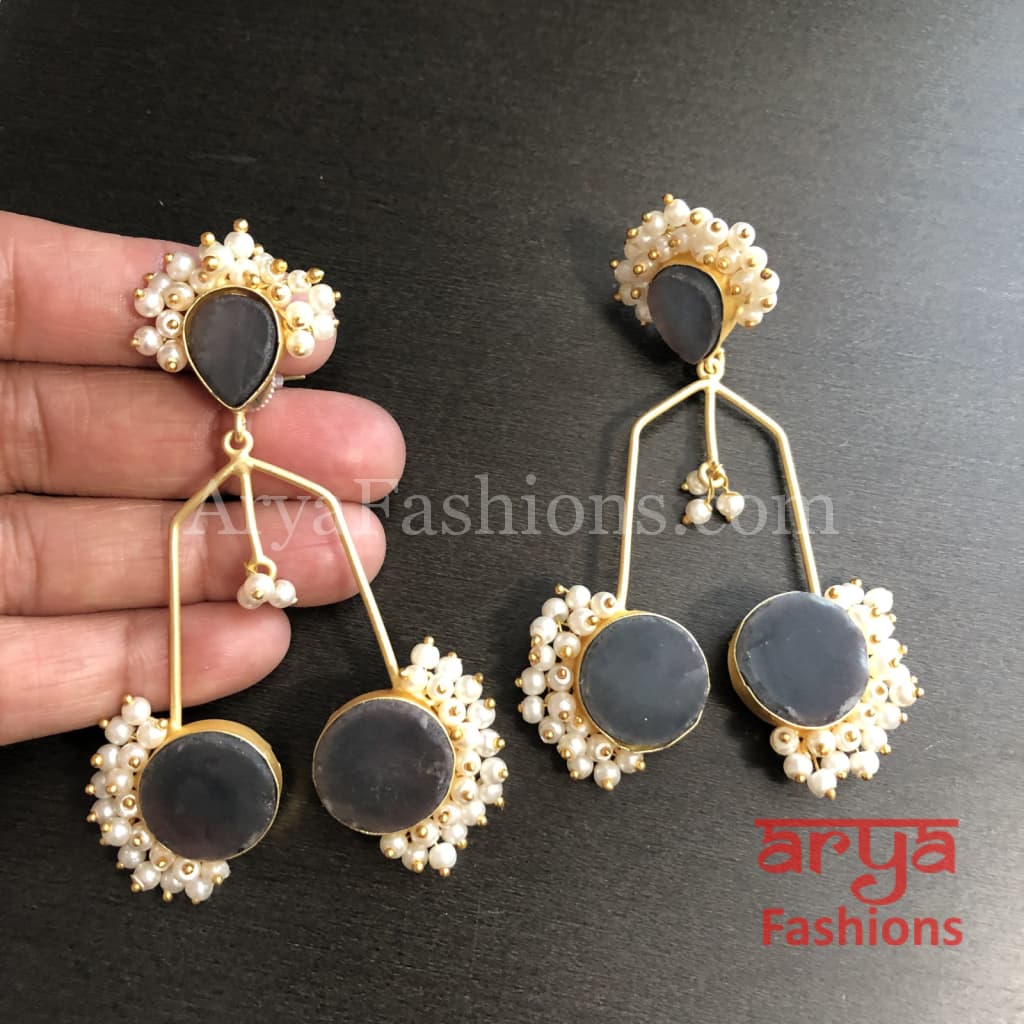 Sunisha Druzy Stone Earrings/Gold plated Earrings with stones