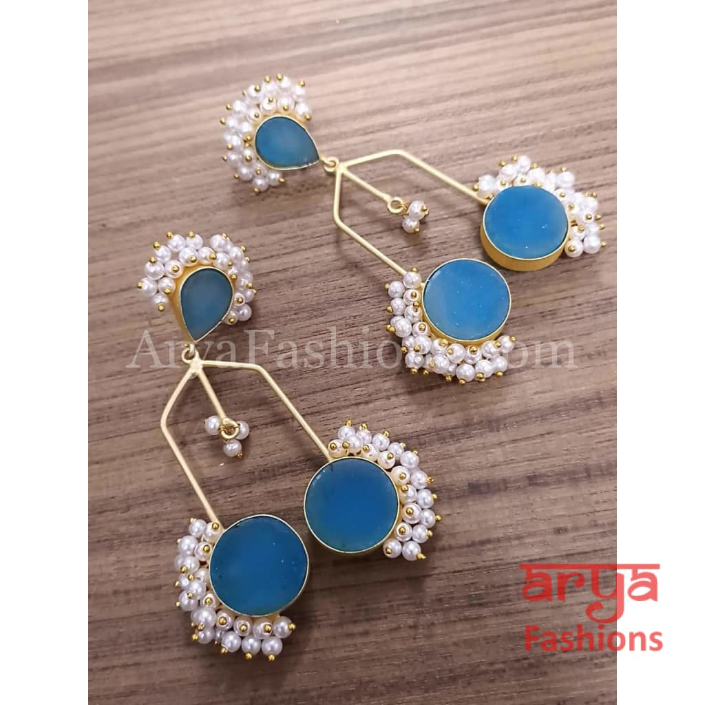 Sunisha Druzy Stone Earrings/Gold plated Earrings with stones