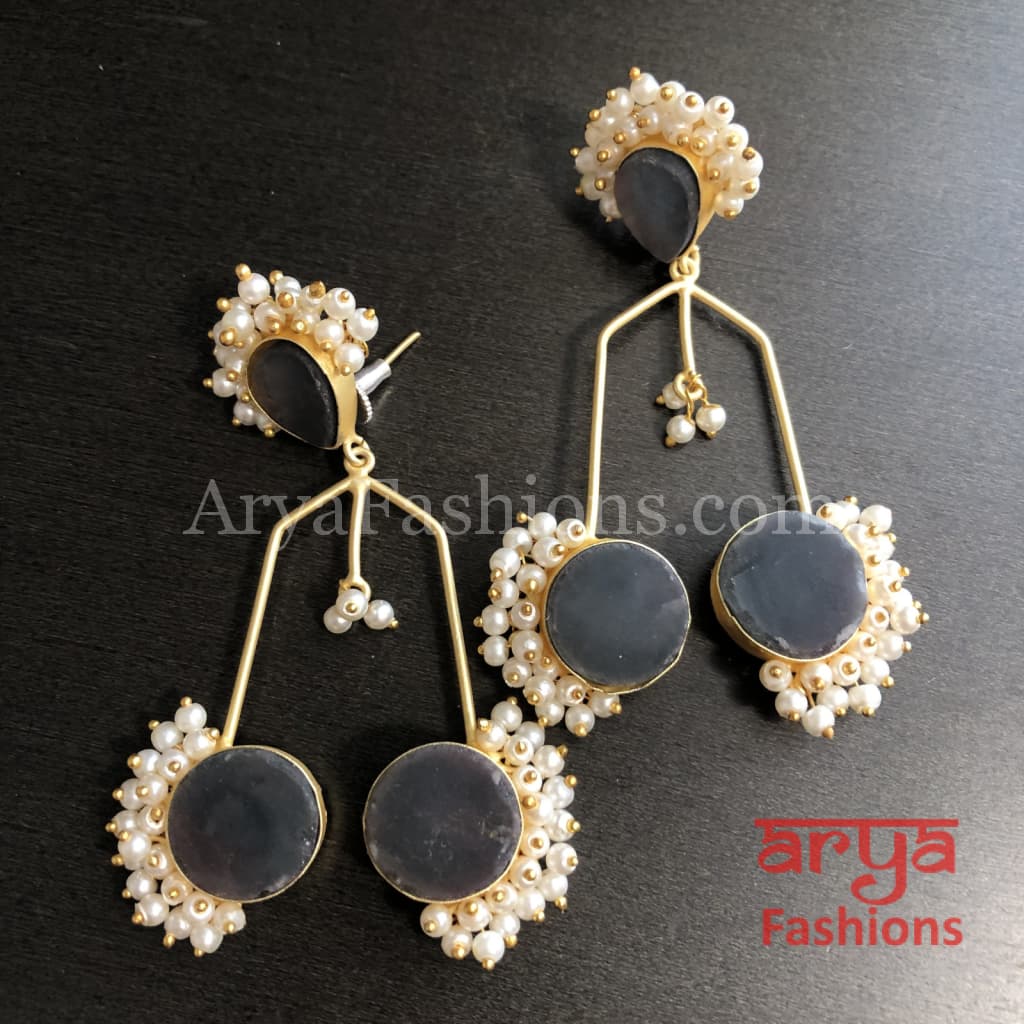 Sunisha Druzy Stone Earrings/Gold plated Earrings with stones