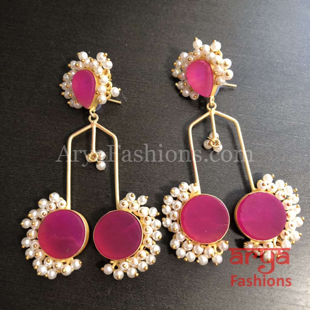 Sunisha Druzy Stone Earrings/Gold plated Earrings with stones