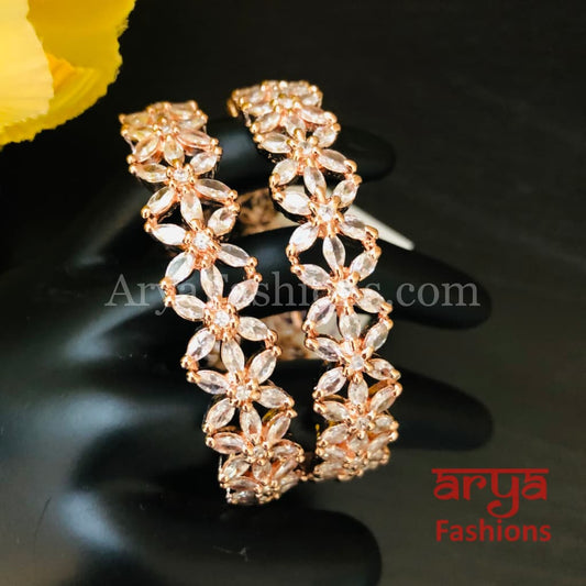 Sunisha Rose Gold Cubic Zirconia Bangles