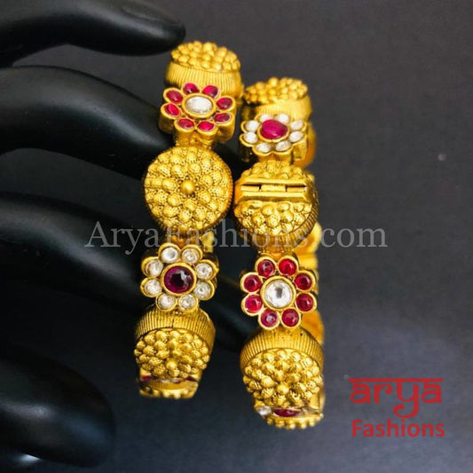 Surali Kundan Kada with Ruby/Emerald/Kundan stones