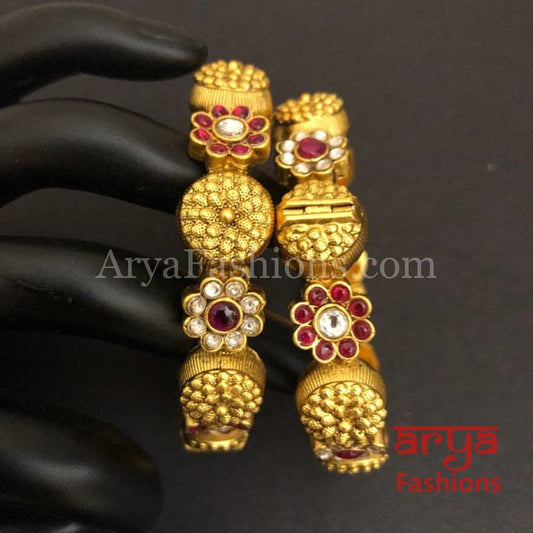 Surali Kundan Kada with Ruby/Emerald/Kundan stones