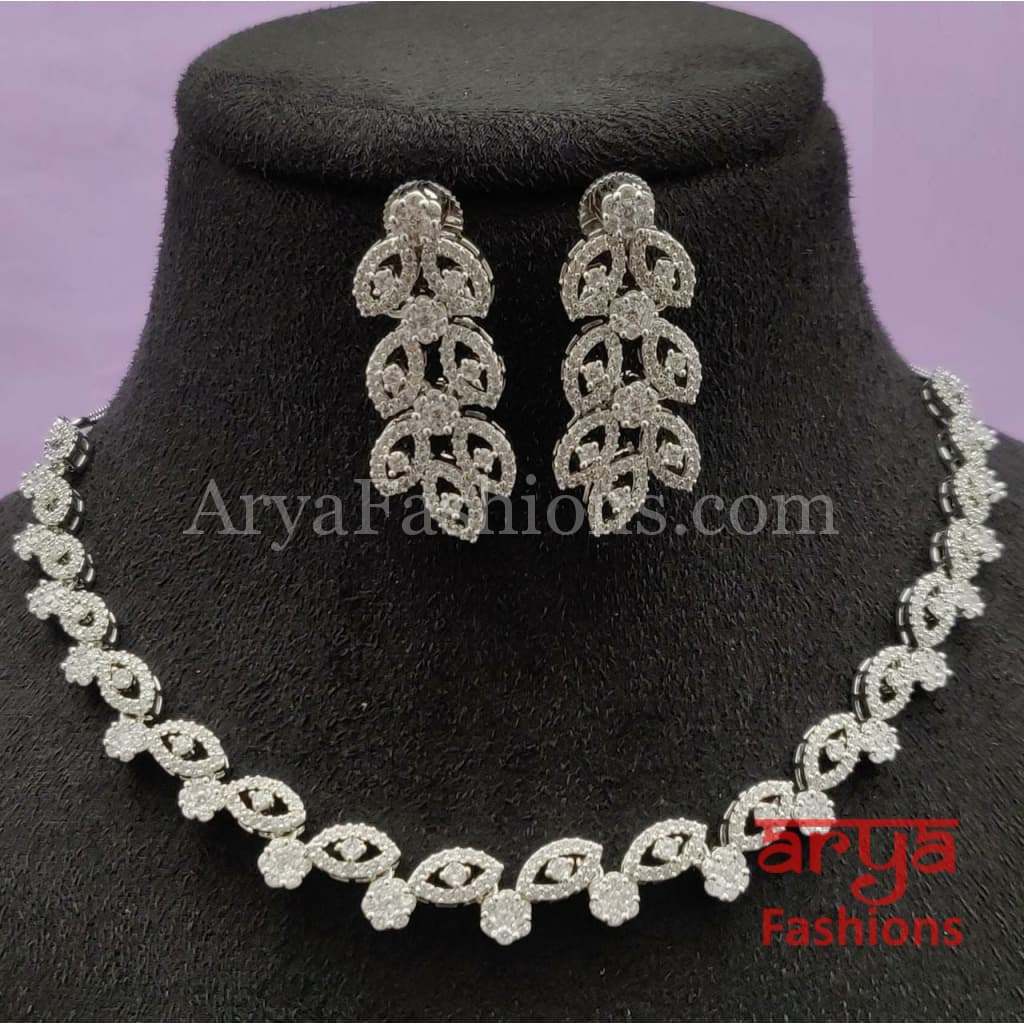Sylvan Silver CZ Trendy Necklace with Earrings