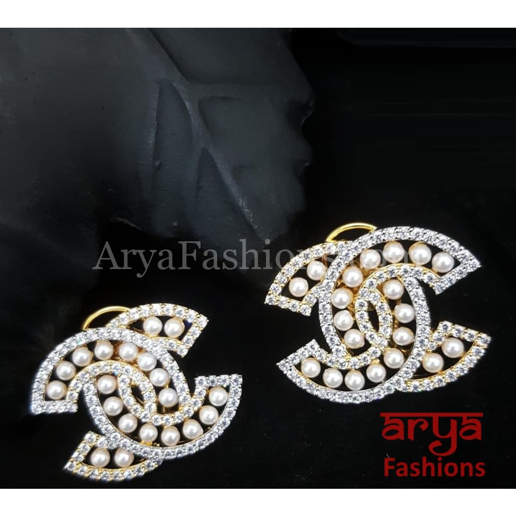 Tanisha CZ Studs with Silver stones in Rose Gold/ Silver/ Gold